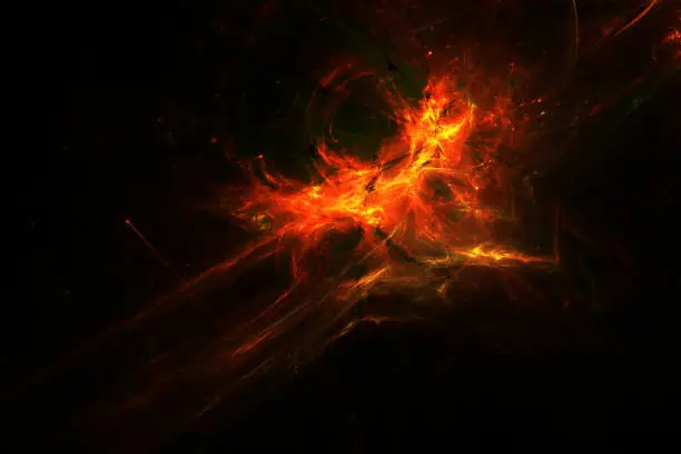 Photo of Fire Sparkles on Black Background, Digitally Generated Abstract Background Image