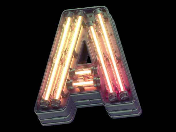 istock Orange light neon font. Letter A. 1340545072