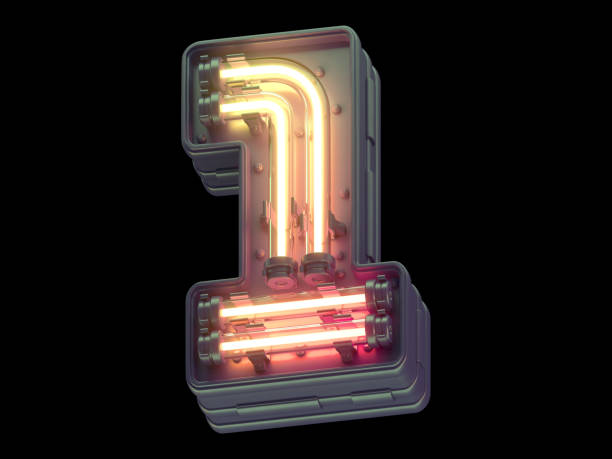 istock Orange light neon font. Number 1. 1340545280