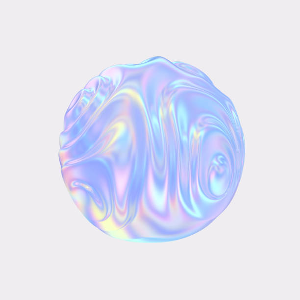 istock Holographic gradient sphere abstract shape for modern poster design. 3d rendering neon iridescent futuristic material circle frame. 1340546882