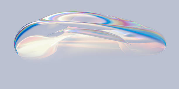 istock Colorful 3d fluid shape holographic gradient, abstract design element, dispersion effect glass 3d rendering 1340547069