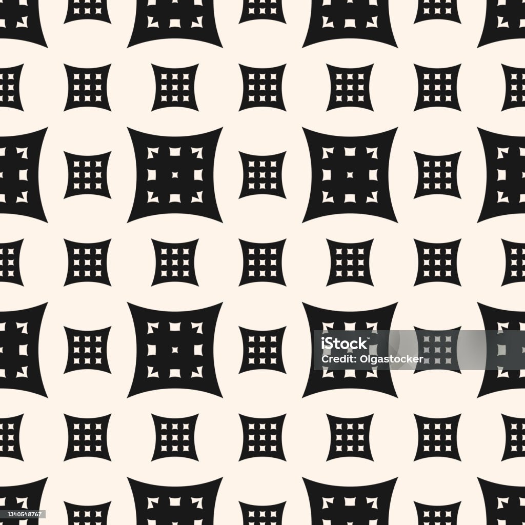 Big Shapes Pattern Vector Geometric Seamless Pattern With Big And Small Perforated Square ...