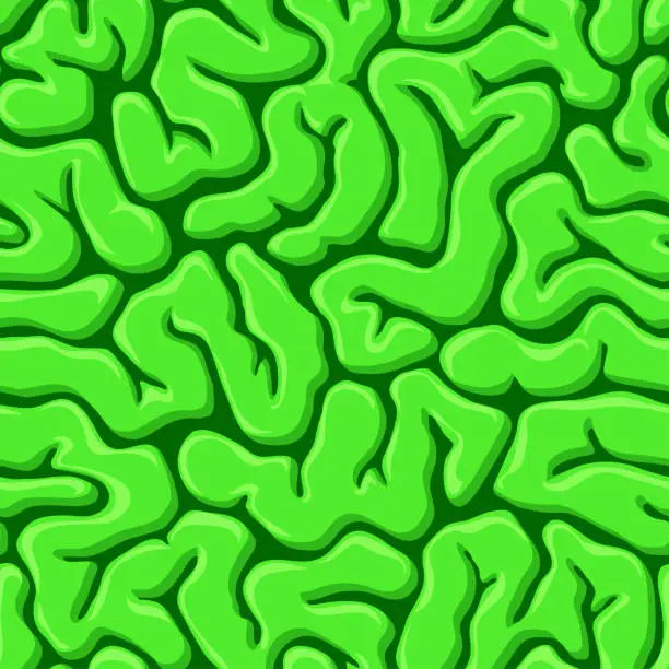 Vector illustration of Seamless pattern with green zombie brain. Halloween background