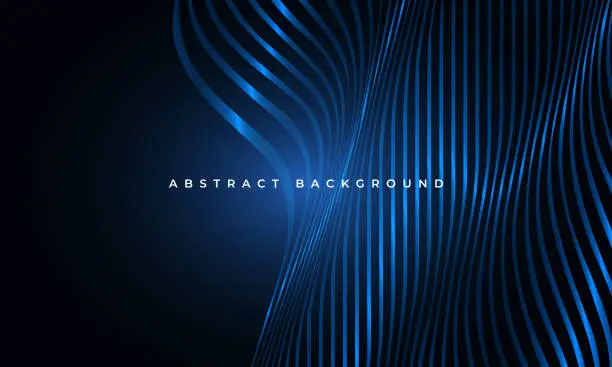 Vector illustration of Abstract luxury glowing blue fluid wavy shapes geometric elegance background