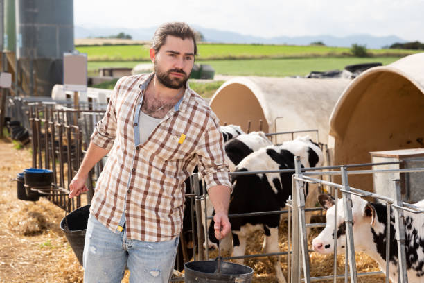 istock Adult man farmer working at farm 1340554221