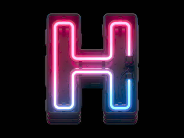 istock Ultraviolet neon font. Letter H. 1340557499