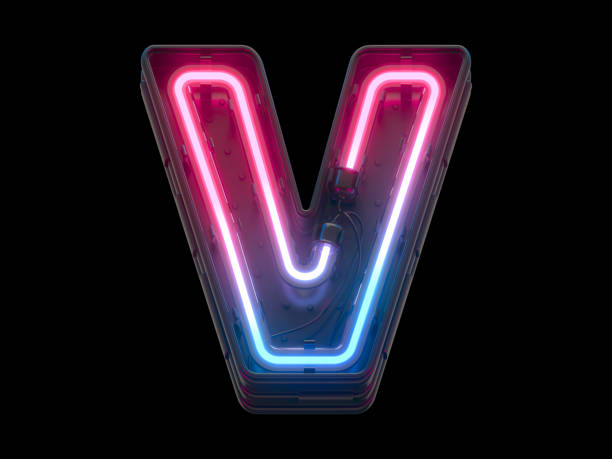 istock Ultraviolet neon font. Letter V. 1340557562