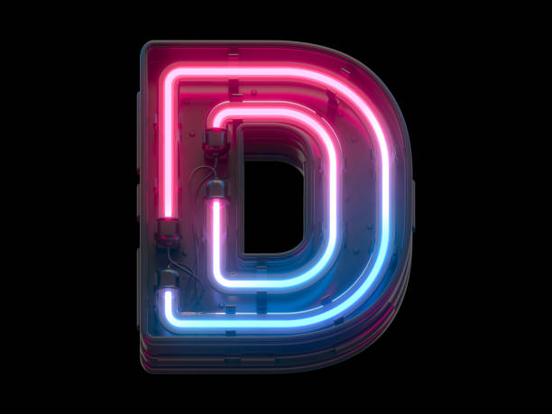 istock Ultraviolet neon font. Letter D. 1340557604