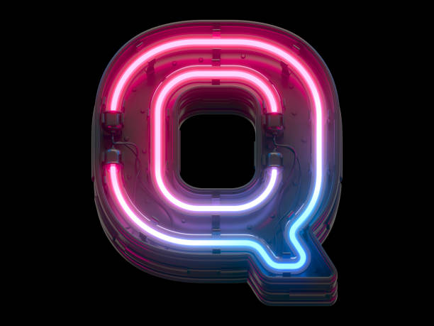 istock Ultraviolet neon font. Letter Q. 1340557656