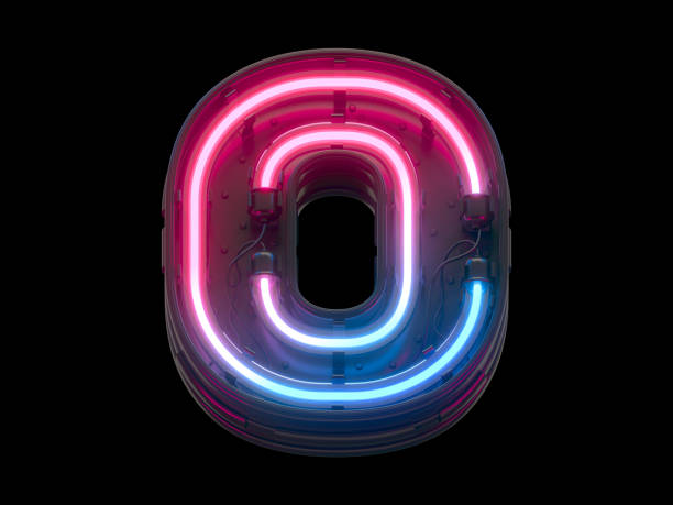 istock Ultraviolet neon font. Number 0. 1340557727