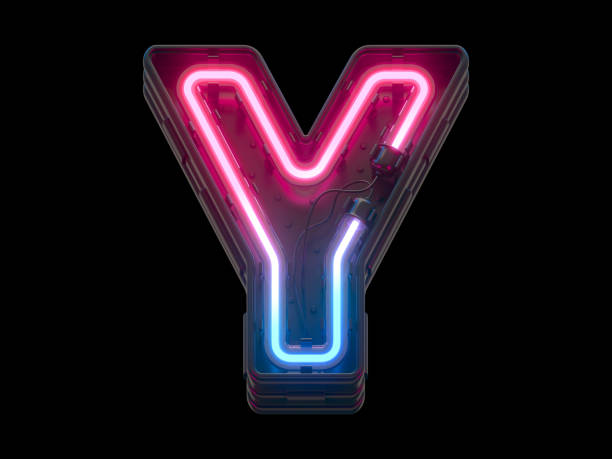istock Ultraviolet neon font. Letter Y. 1340557750