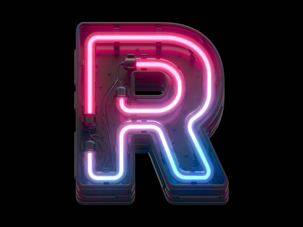 istock Ultraviolet neon font. Letter R. 1340557765