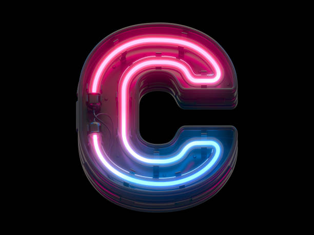 istock Ultraviolet neon font. Letter C. 1340557987
