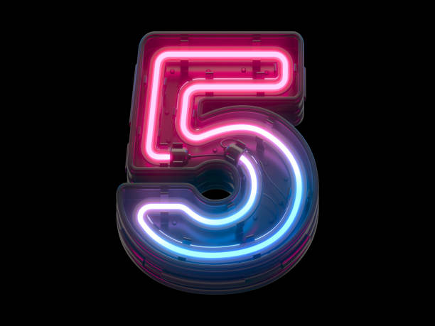 istock Ultraviolet neon font. Number 5. 1340558008