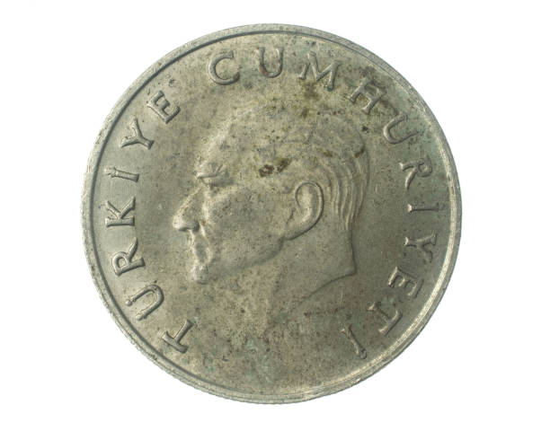 istock Turkey 100 lira coin on a white isolated background 1340559235