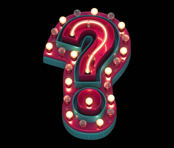 istock Circus font. Lamp and neon. Question symbol. 1340559544