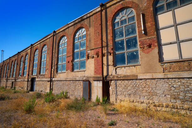 View of an old disassemble factory plant at the city of Bagnoli a suburb town of Naples which is ready for renaturation.