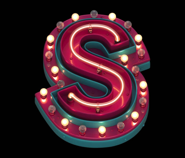 istock Circus font. Lamp and neon. Letter S. 1340560199