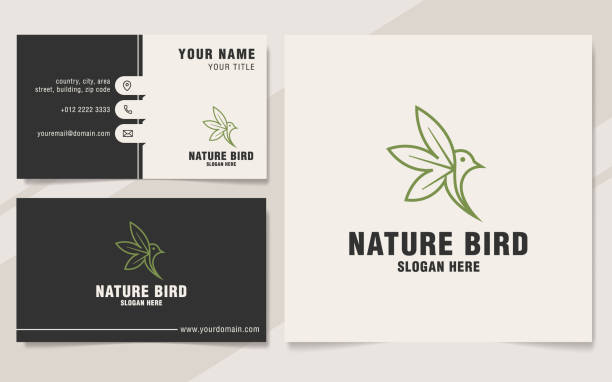 Nature bird symbol template on monogram style Nature bird symbol template on monogram style business card stock illustrations
