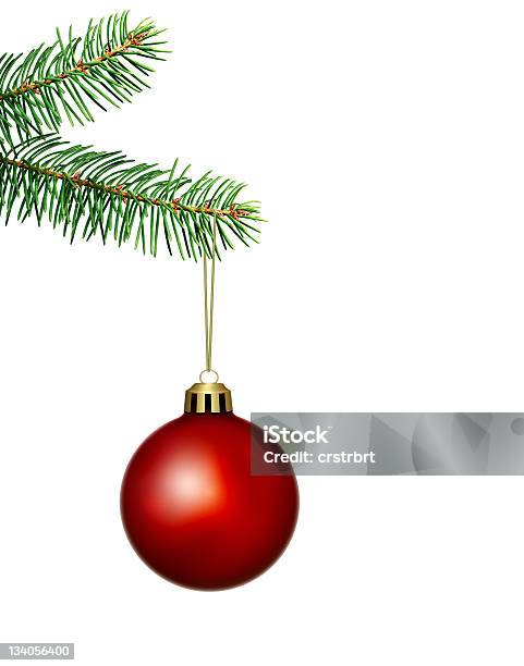 Christmas Tree Branches Holding Two Decorative Balls Stock Photo - Download  Image Now - iStock