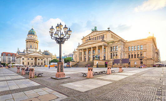 Berlin, Germany - September 07 2021:. View of Gendarmenmarkt square famous for its architecture