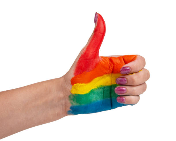 istock Rainbow lgbt paint color hand isolated on the white background 1340567187