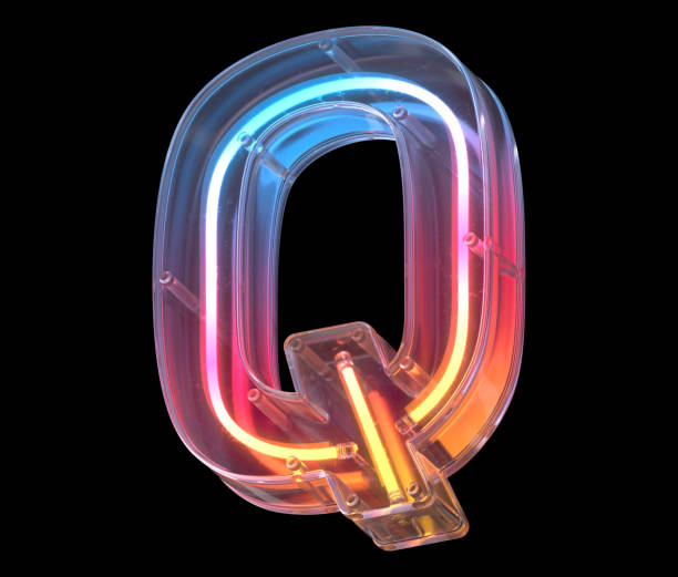 istock Neon in a glass case font. Letter Q. 1340567278