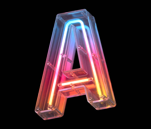 istock Neon in a glass case font. Letter A. 1340567821