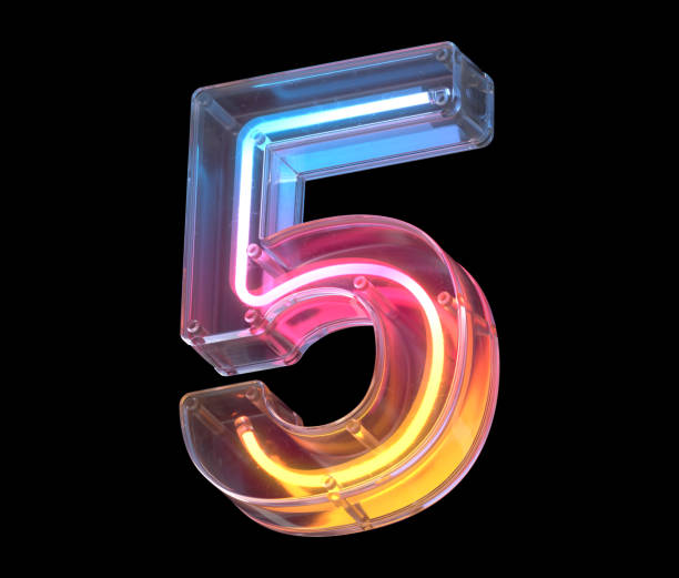 istock Neon in a glass case font. Number 5. 1340567854