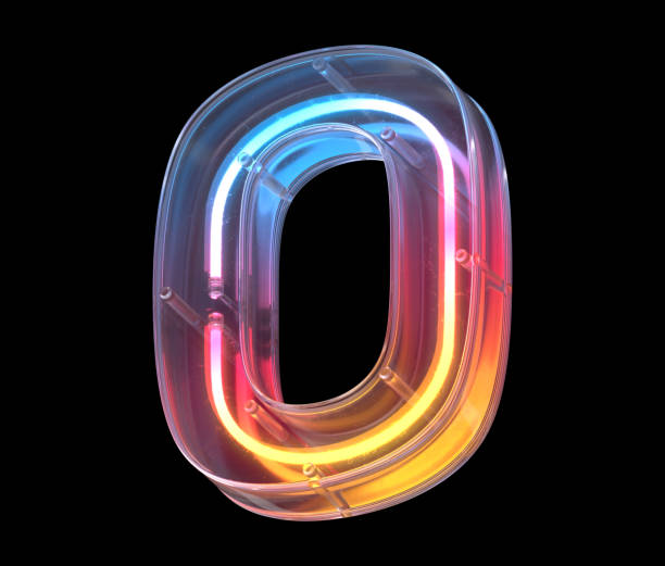 istock Neon in a glass case font. Letter O. 1340568370