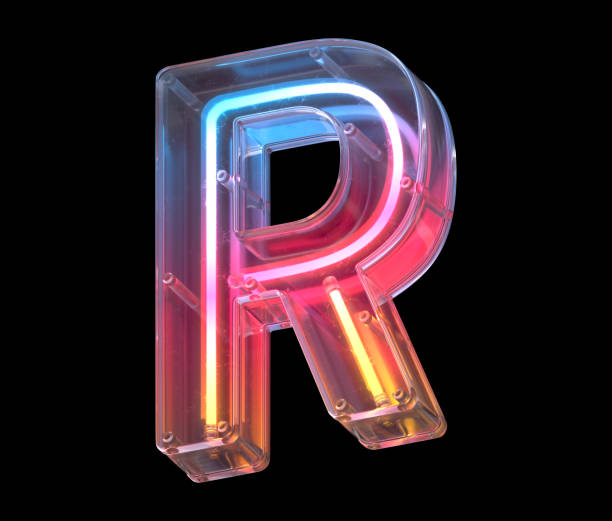 istock Neon in a glass case font. Letter R. 1340568444