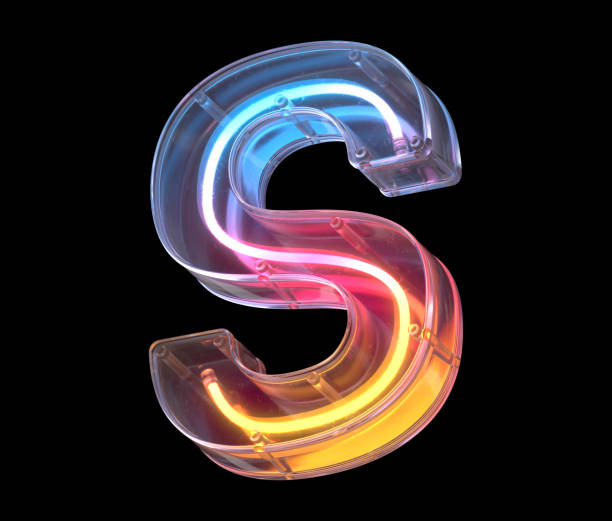 istock Neon in a glass case font. Letter S. 1340568490