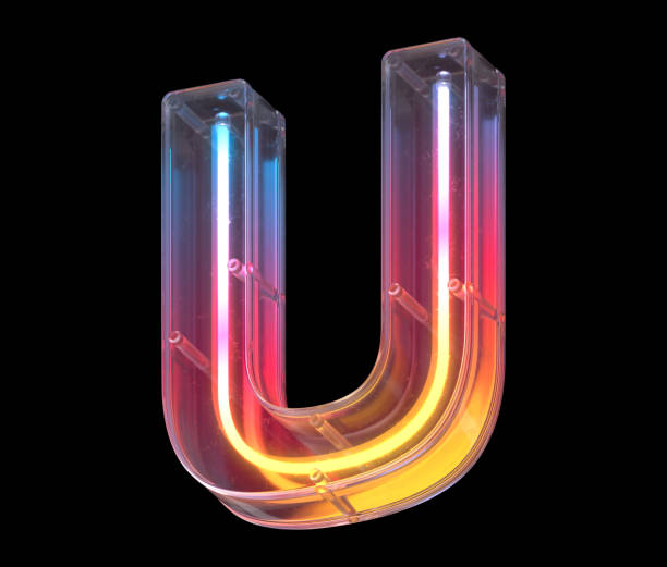 istock Neon in a glass case font. Letter U. 1340568558