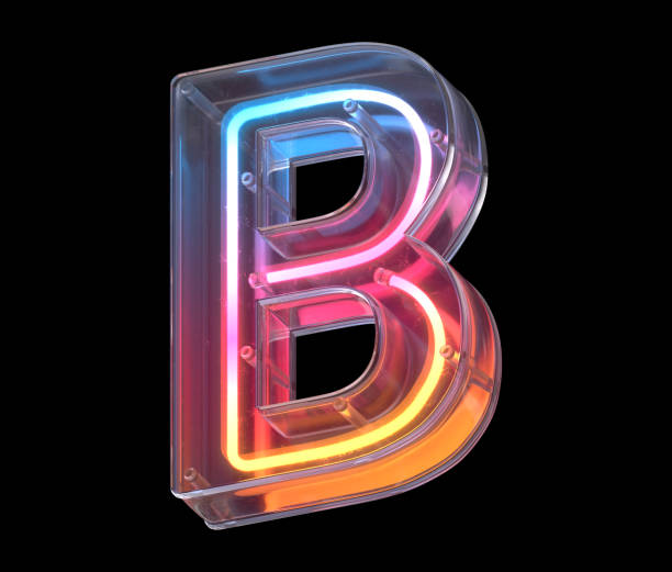 istock Neon in a glass case font. Letter B. 1340568595