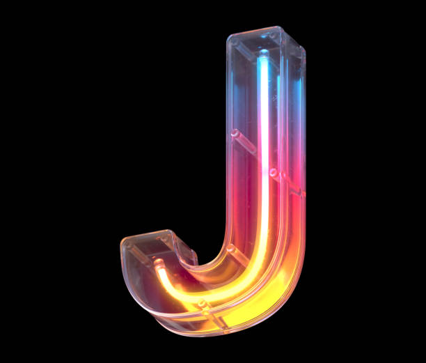 istock Neon in a glass case font. Letter J. 1340568623