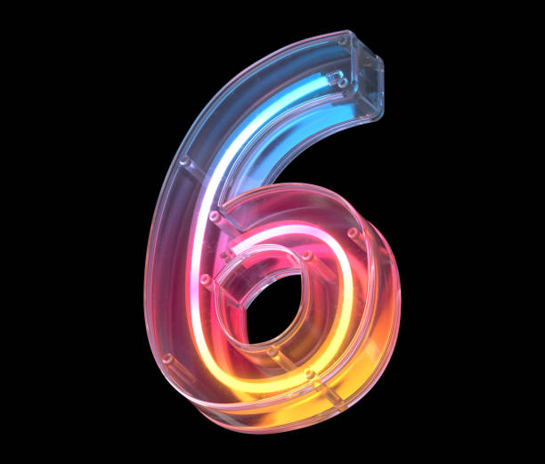 istock Neon in a glass case font. Number 6. 1340568628