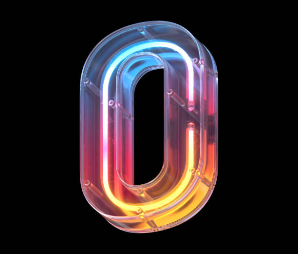 istock Neon in a glass case font. Number 0. 1340568649