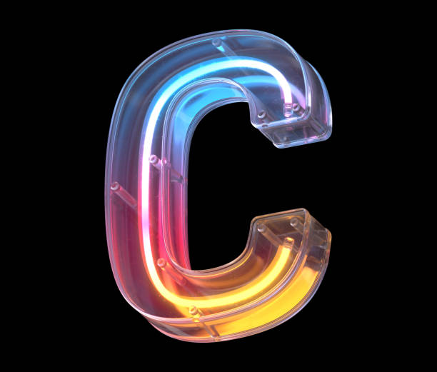 istock Neon in a glass case font. Letter C. 1340568660