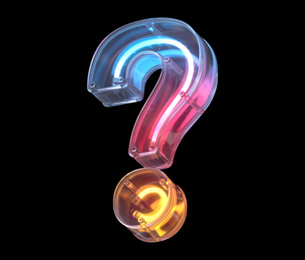istock Neon in a glass case font. Question symbol. 1340568723