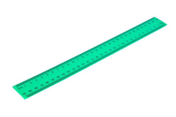 istock Green centimeter ruler isolated on the white background 1340569806