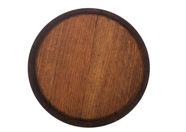 istock Wooden barrel isolated on white background, top view 1340570346