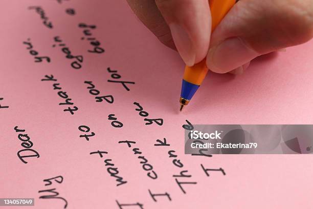 Writing Letter To A Friend Stock Photo - Download Image Now - Close-up, Correspondence, Diary