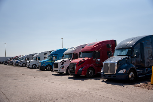 Burr ridge, Illinois, USA- 09.23.2023: bobtail trucks on a parking lot