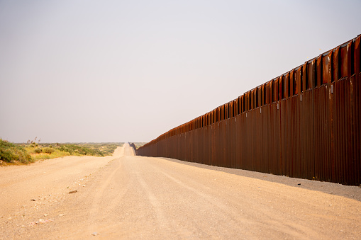US/Mexico Border Wall at Sunland Park New Mexico across from Puerto Anapra Juarez Chihuahua Mexico