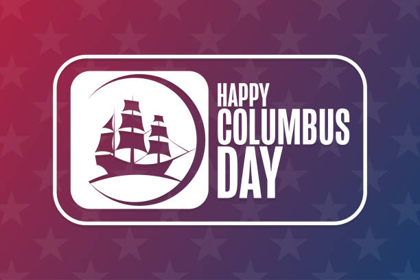 istock Happy Columbus Day. Holiday concept. Template for background, banner, card, poster with text inscription. Vector EPS10 illustration. 1340574219