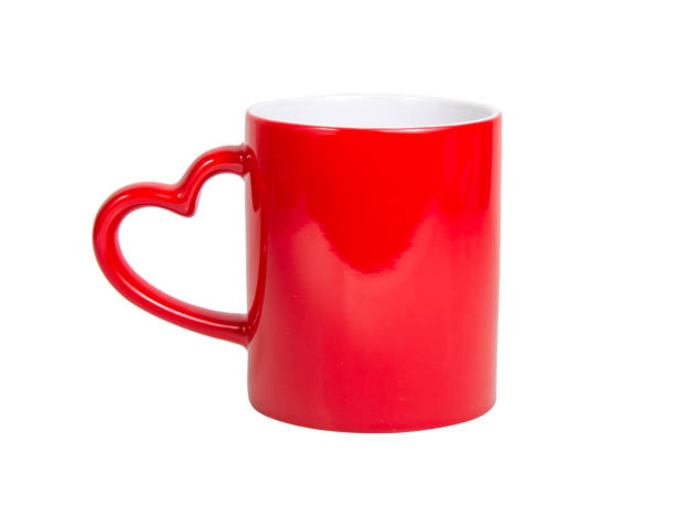 istock Red heart cup ceramic isolated on the white background 1340575301