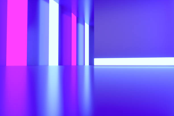 istock 3D Empty Room, Tunnel With Neon Lights, Abstract Modern Architecture Background 1340576359