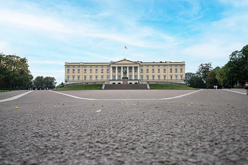 Oslo, Norway. September 2021. the panoramic view of The Royal Palace in the city center