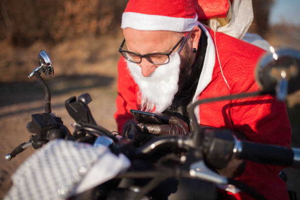 istock Santa Claus on Motorcycle 1340577978
