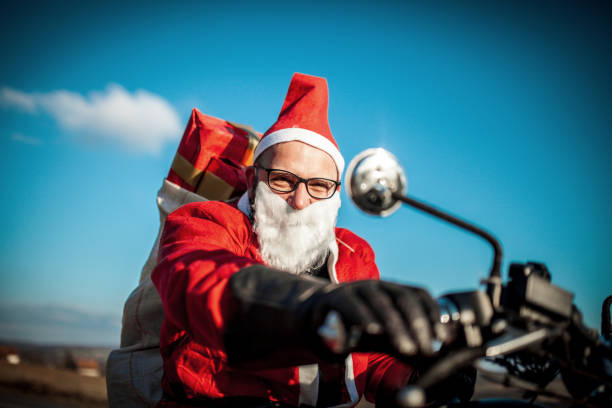 istock Santa Claus on Motorcycle 1340578058
